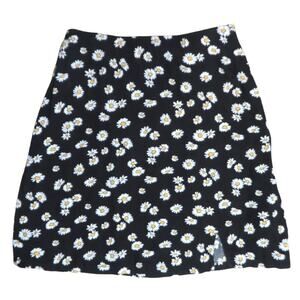 Hollister Floral Mini Skirt Sunflower Print Black White Yellow Size XS NWOT
